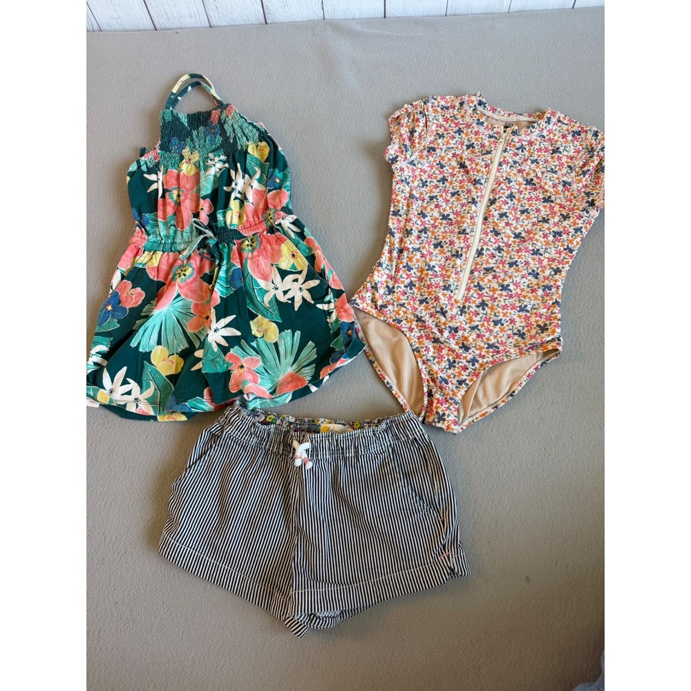 Girls Summer Bundle Boden Heart Shorts Tea Swimsuit Floral Romper 11-12